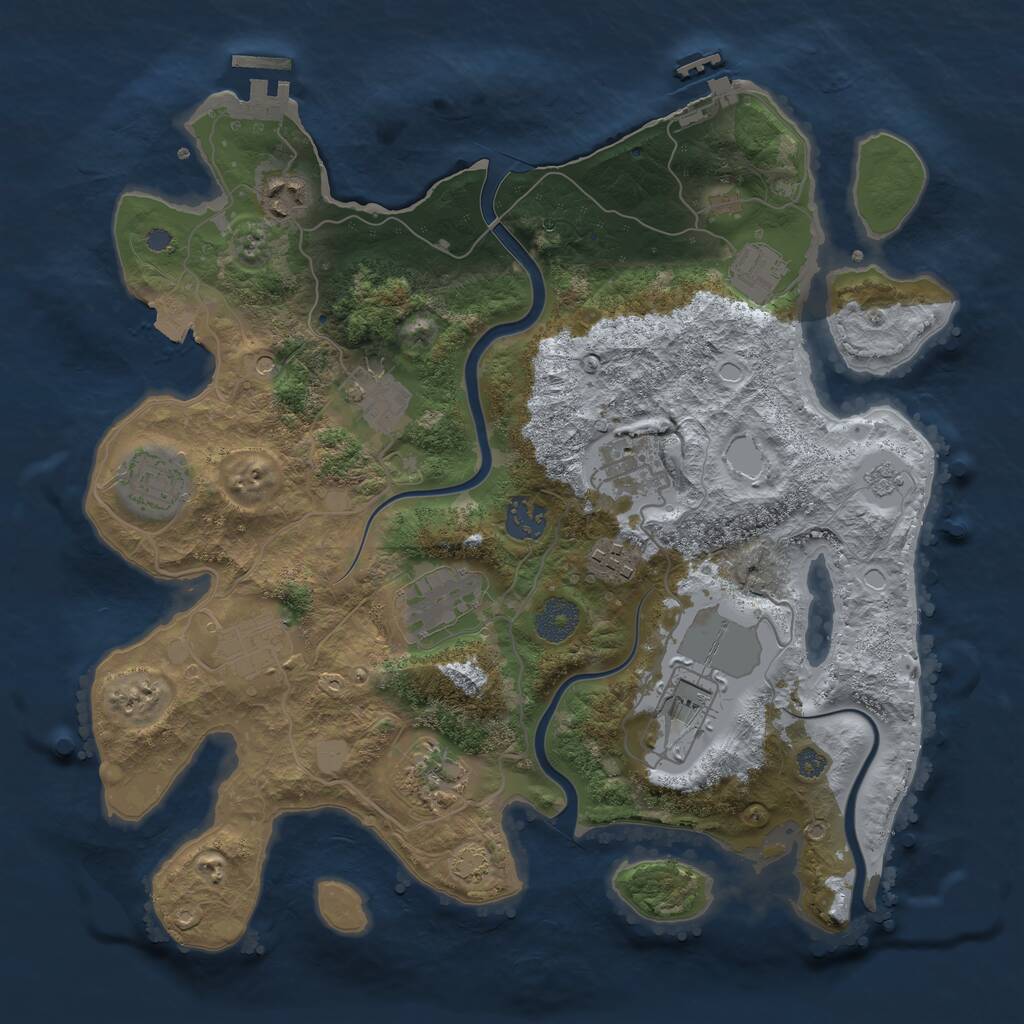 Rust Map: Procedural Map, Size: 3500, Seed: 690701865, 18 Monuments