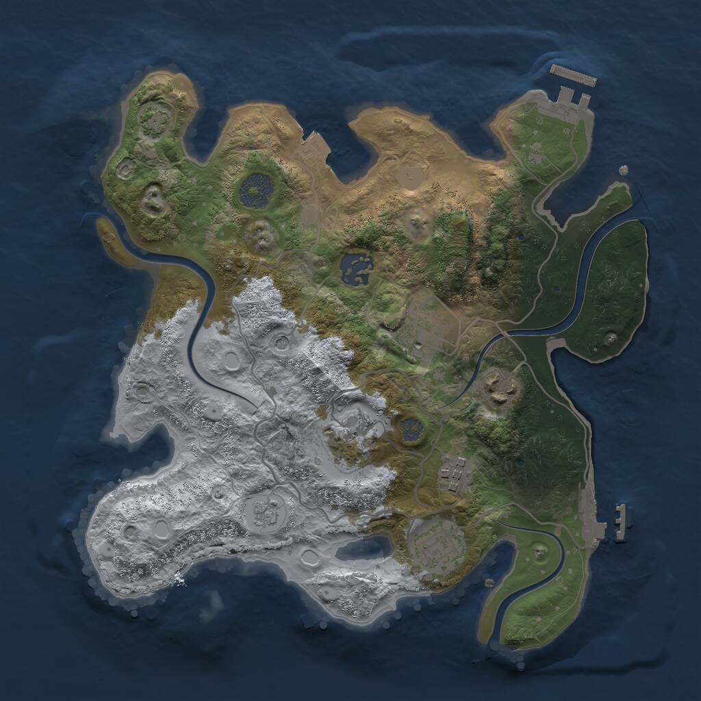 Rust Map: Procedural Map, Size: 3000, Seed: 421337, 14 Monuments