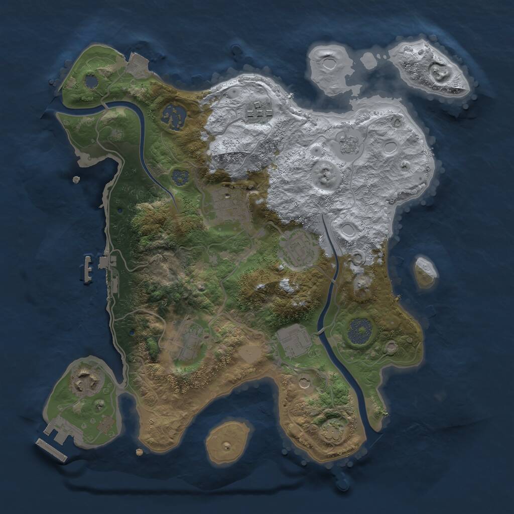 Rust Map: Procedural Map, Size: 3000, Seed: 12553, 14 Monuments