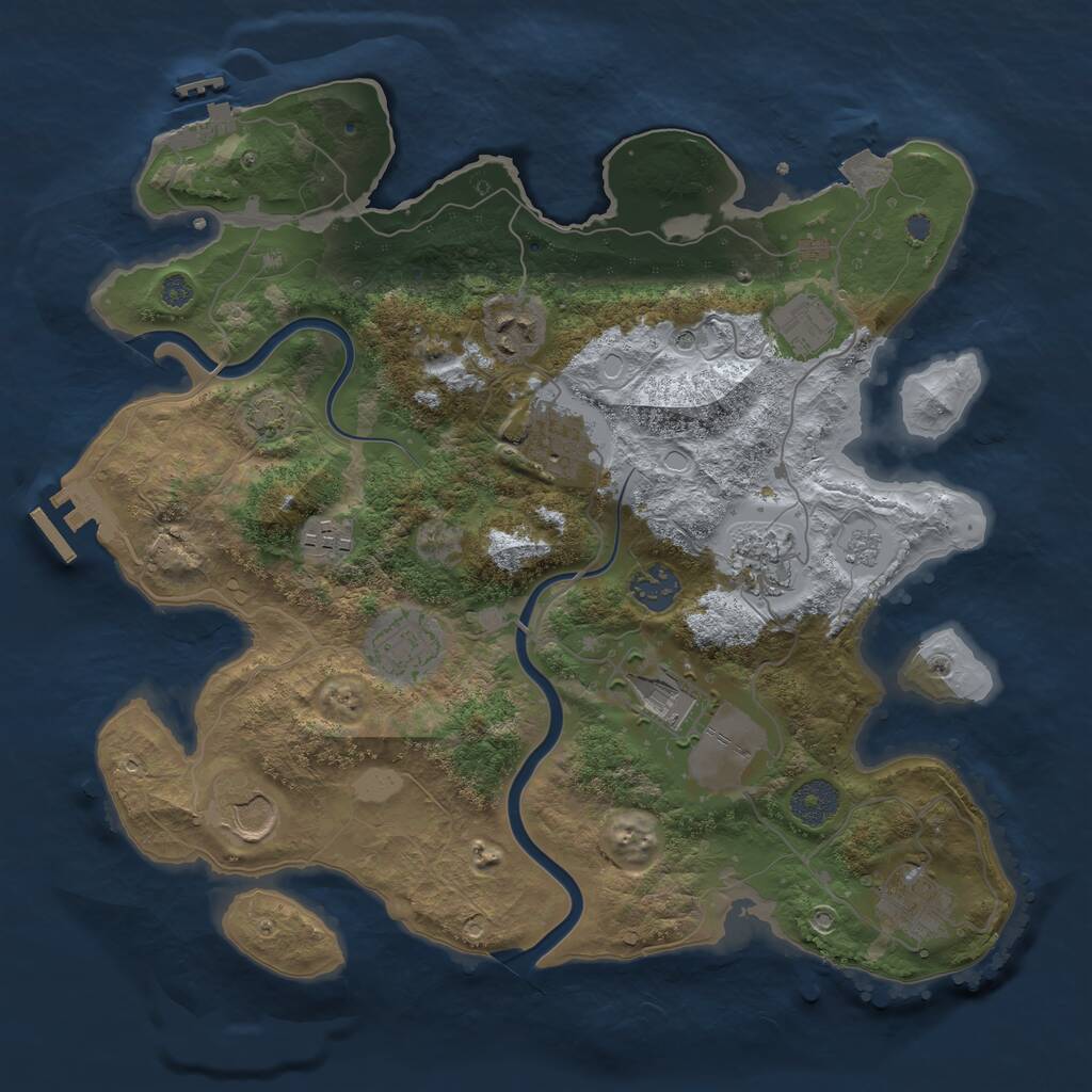 Rust Map: Procedural Map, Size: 3500, Seed: 220826, 17 Monuments