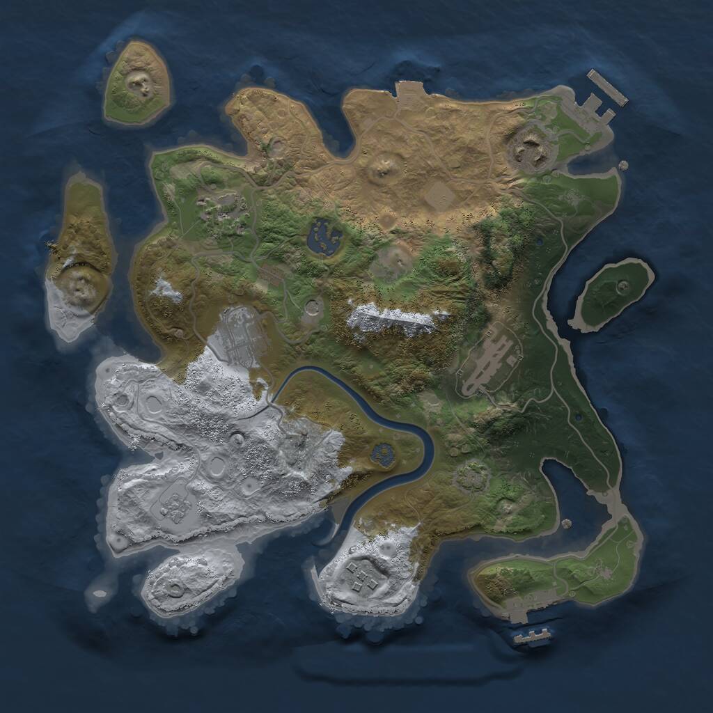 Rust Map: Procedural Map, Size: 3000, Seed: 43237, 14 Monuments