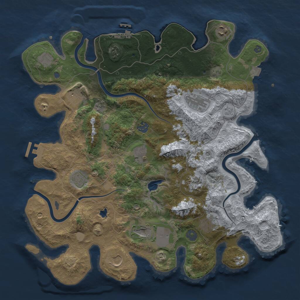 Rust Map: Procedural Map, Size: 4000, Seed: 1395247114, 19 Monuments