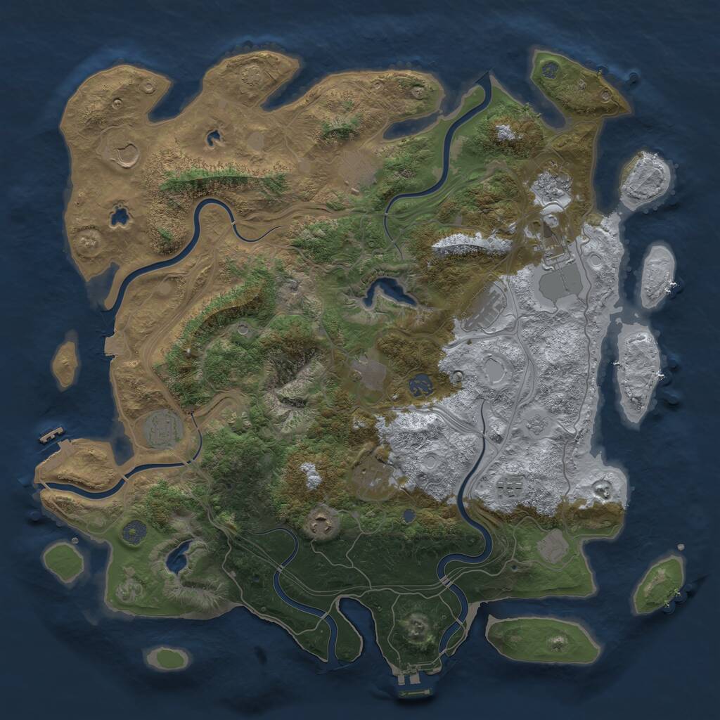Rust Map: Procedural Map, Size: 4500, Seed: 127487, 19 Monuments