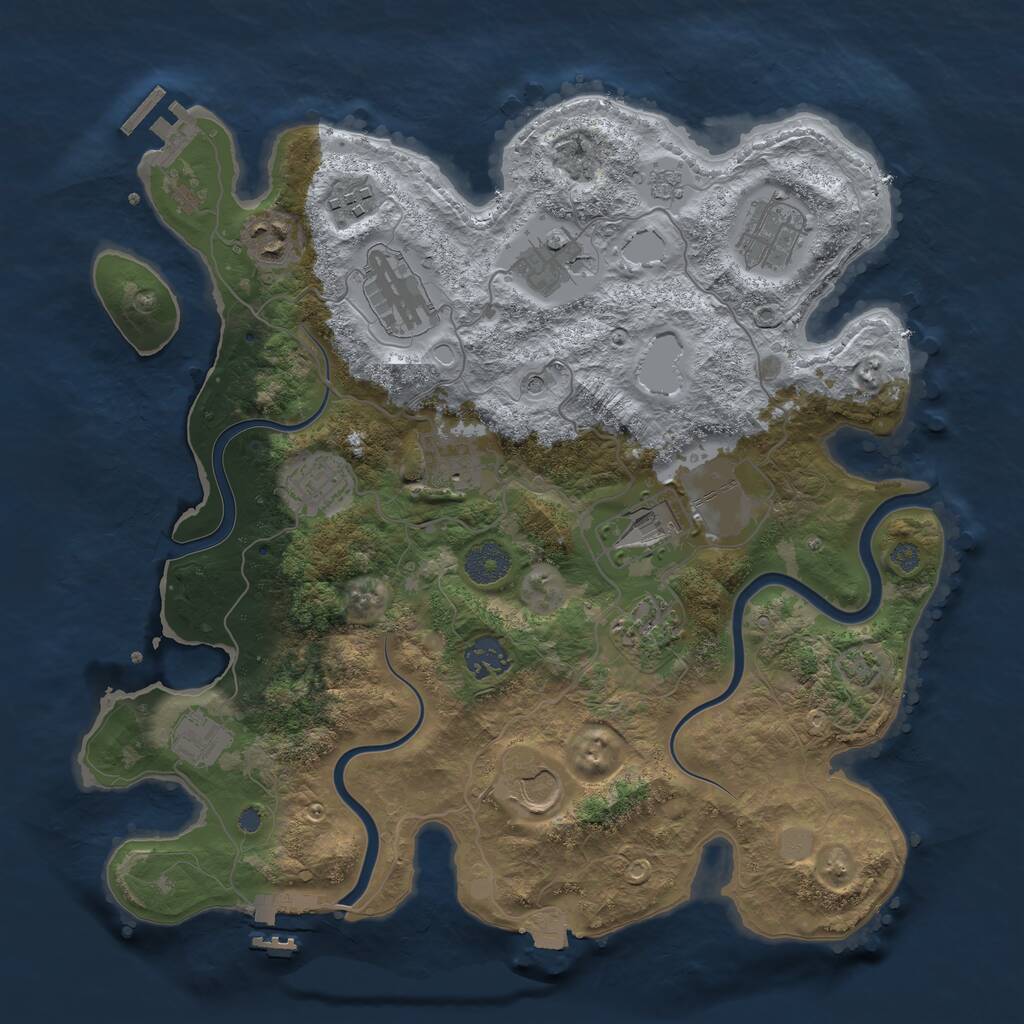 Rust Map: Procedural Map, Size: 3550, Seed: 1152318760, 19 Monuments