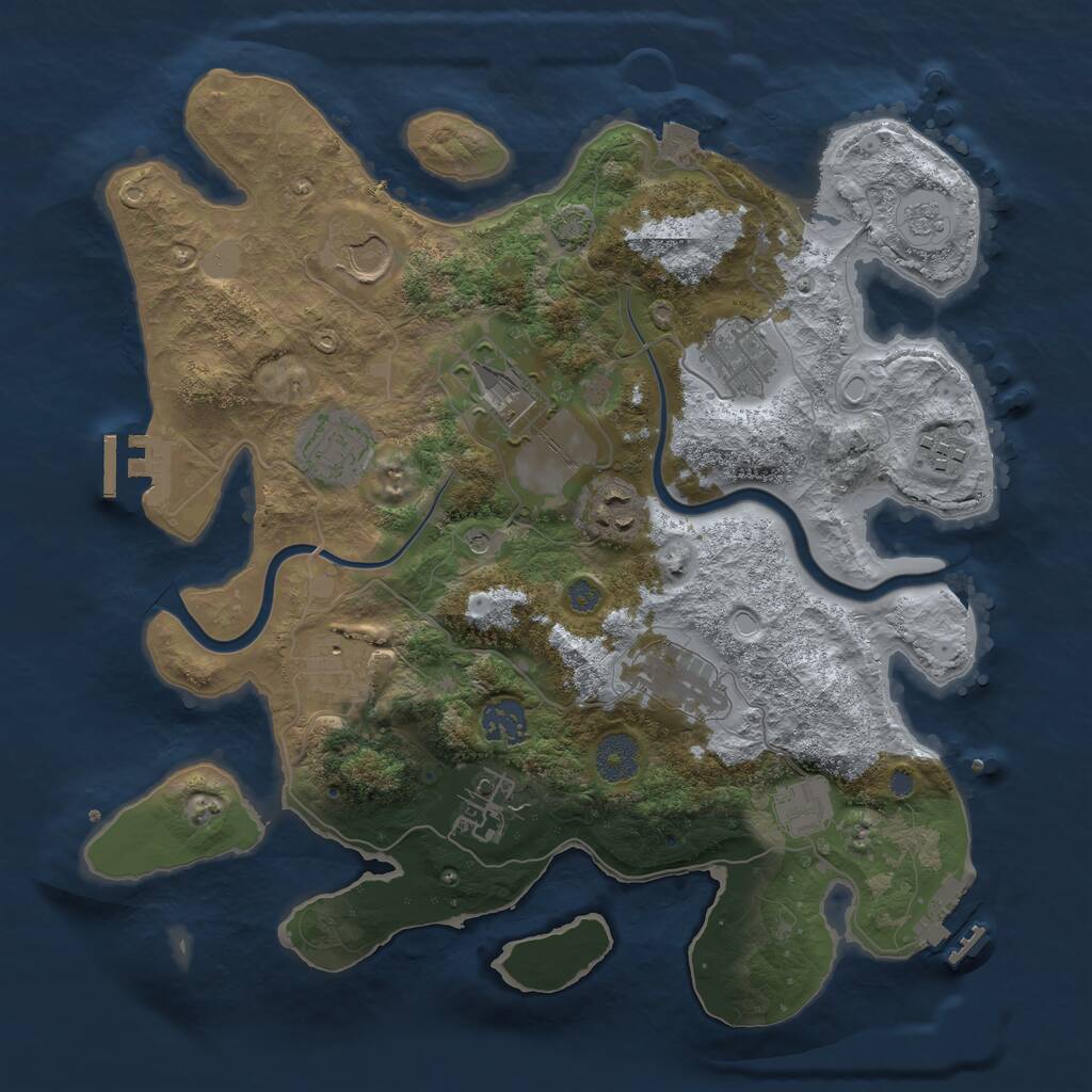 Rust Map: Procedural Map, Size: 3500, Seed: 4123512, 18 Monuments