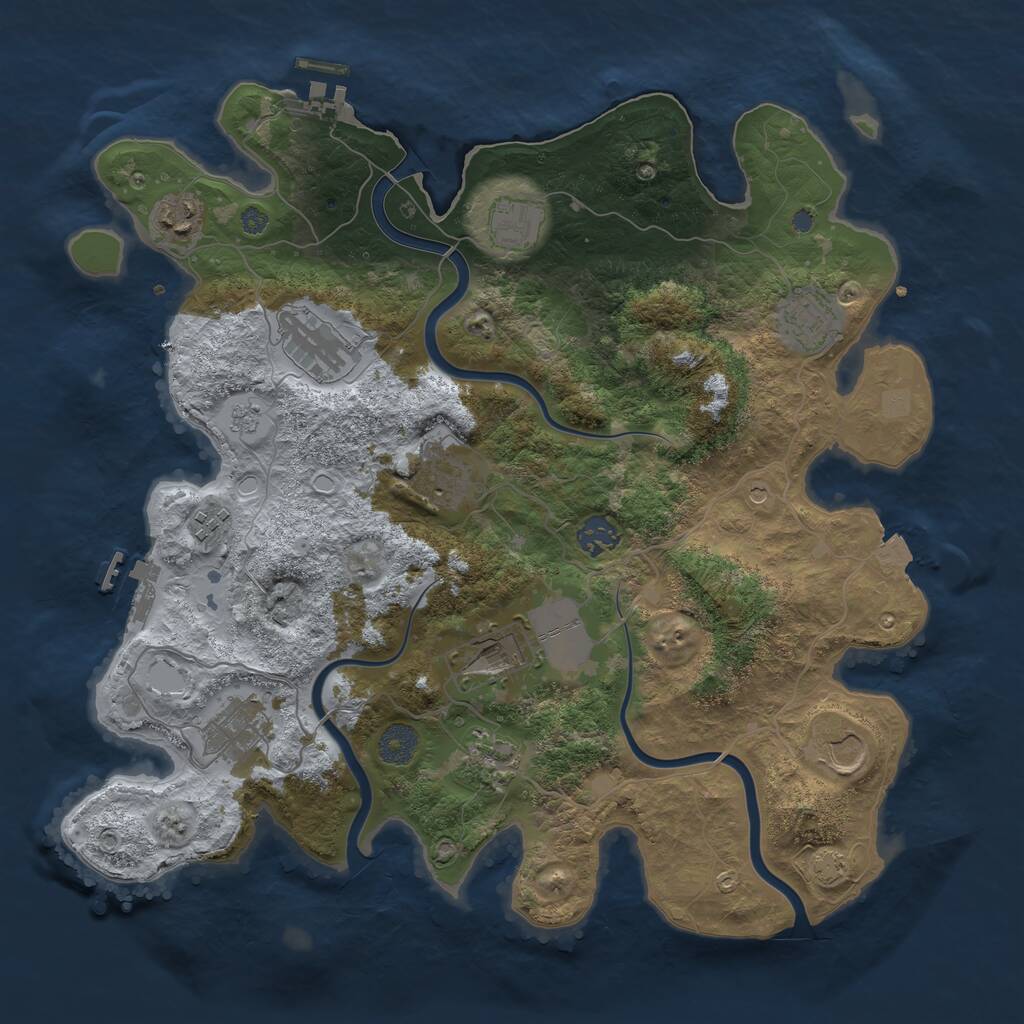 Rust Map: Procedural Map, Size: 3800, Seed: 875247420, 18 Monuments