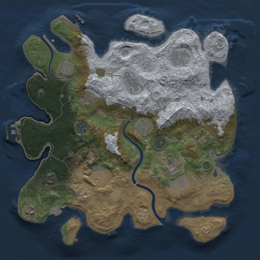 Rust Map: Procedural Map, Size: 3500, Seed: 10943827, 18 Monuments
