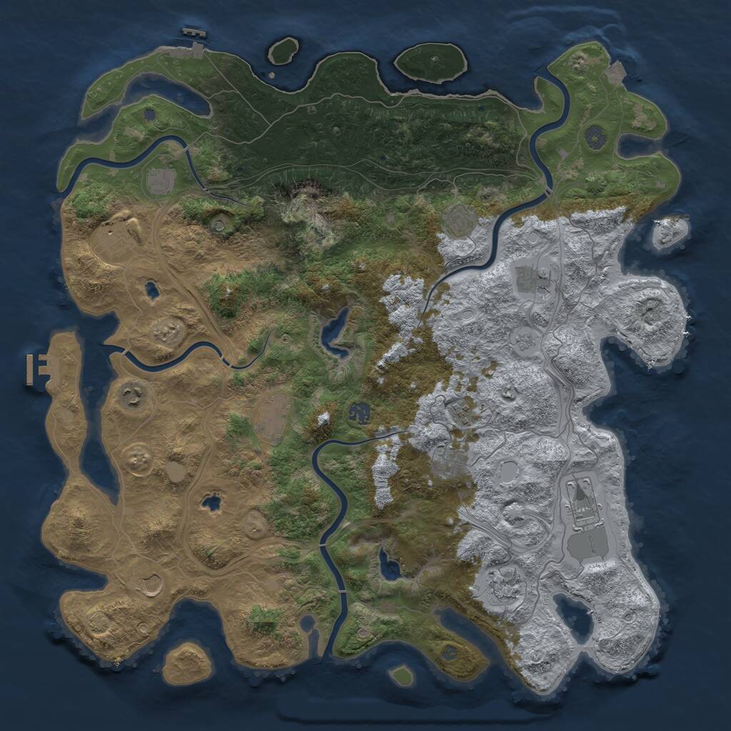 Rust Map: Procedural Map, Size: 4800, Seed: 412458948, 19 Monuments
