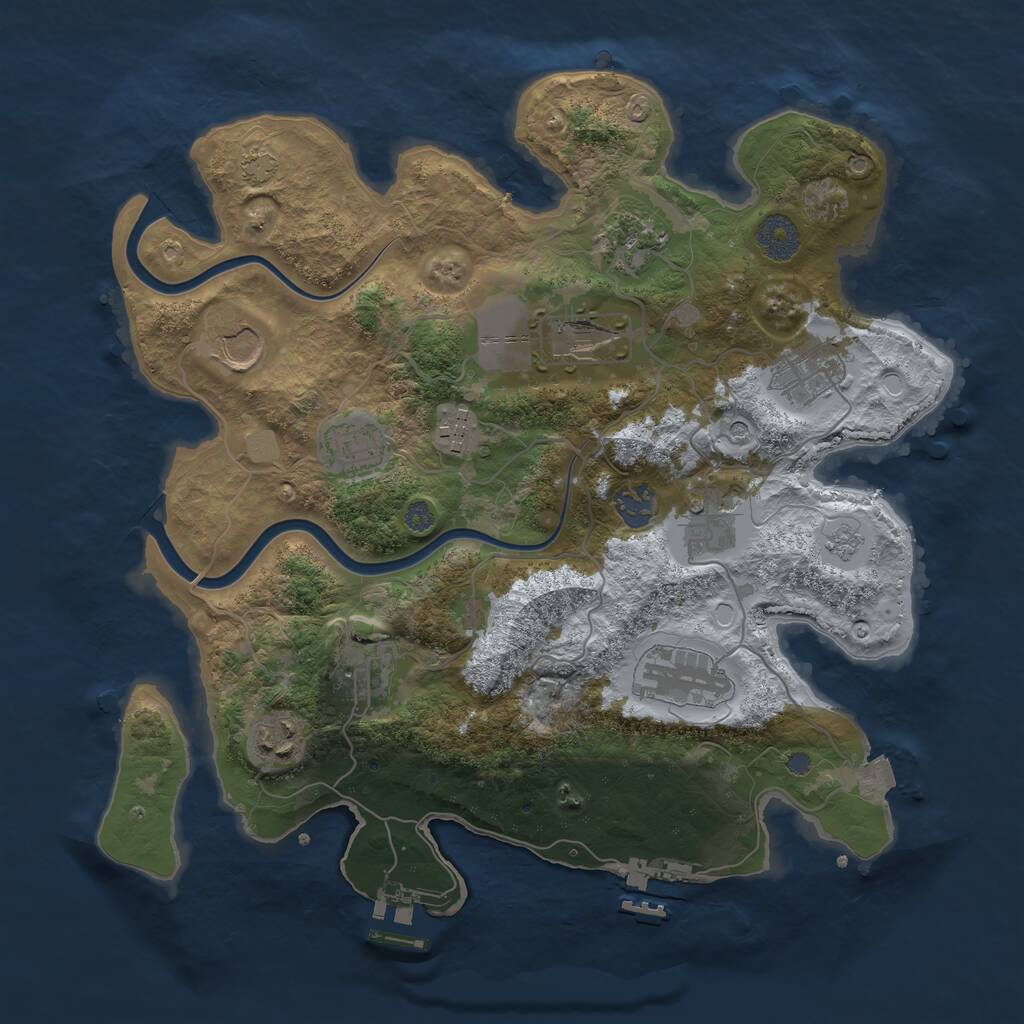 Rust Map: Procedural Map, Size: 3500, Seed: 92441, 19 Monuments
