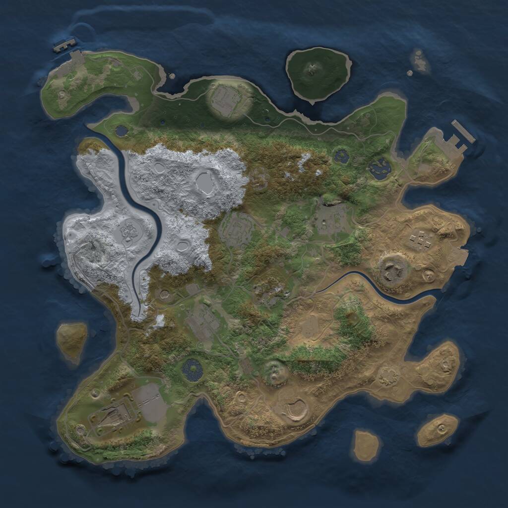 Rust Map: Procedural Map, Size: 3500, Seed: 1807904685, 17 Monuments
