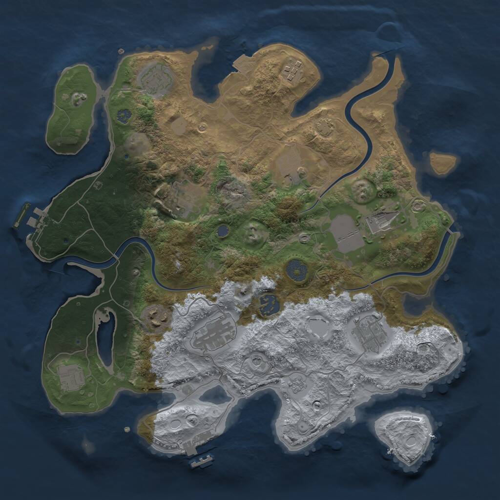 Rust Map: Procedural Map, Size: 3500, Seed: 1317361404, 17 Monuments