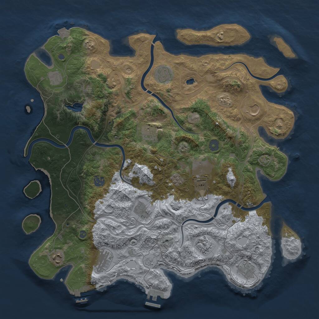 Rust Map: Procedural Map, Size: 4250, Seed: 593662950, 19 Monuments