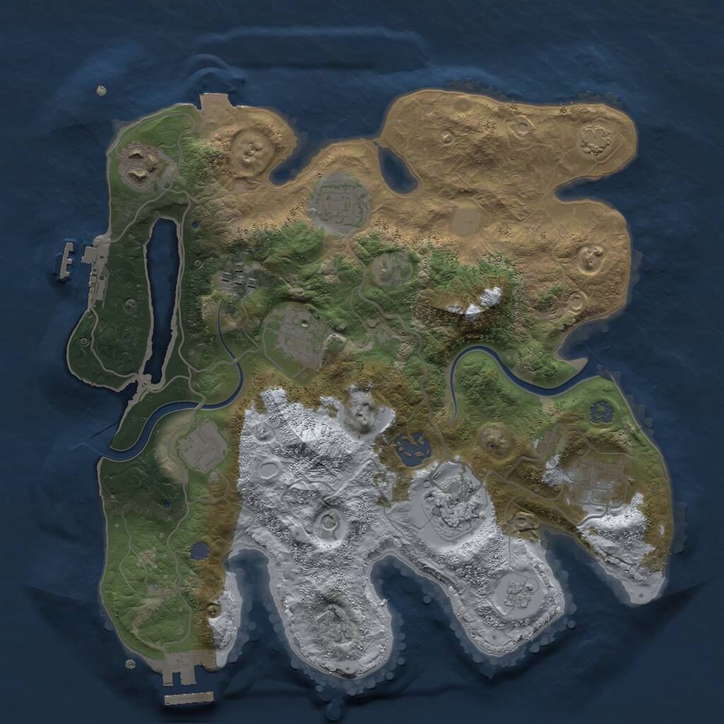 Rust Map: Procedural Map, Size: 3000, Seed: 1049853495, 15 Monuments