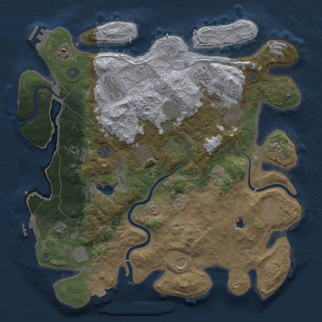 Rust Map: Procedural Map, Size: 4000, Seed: 2105665827, 19 Monuments