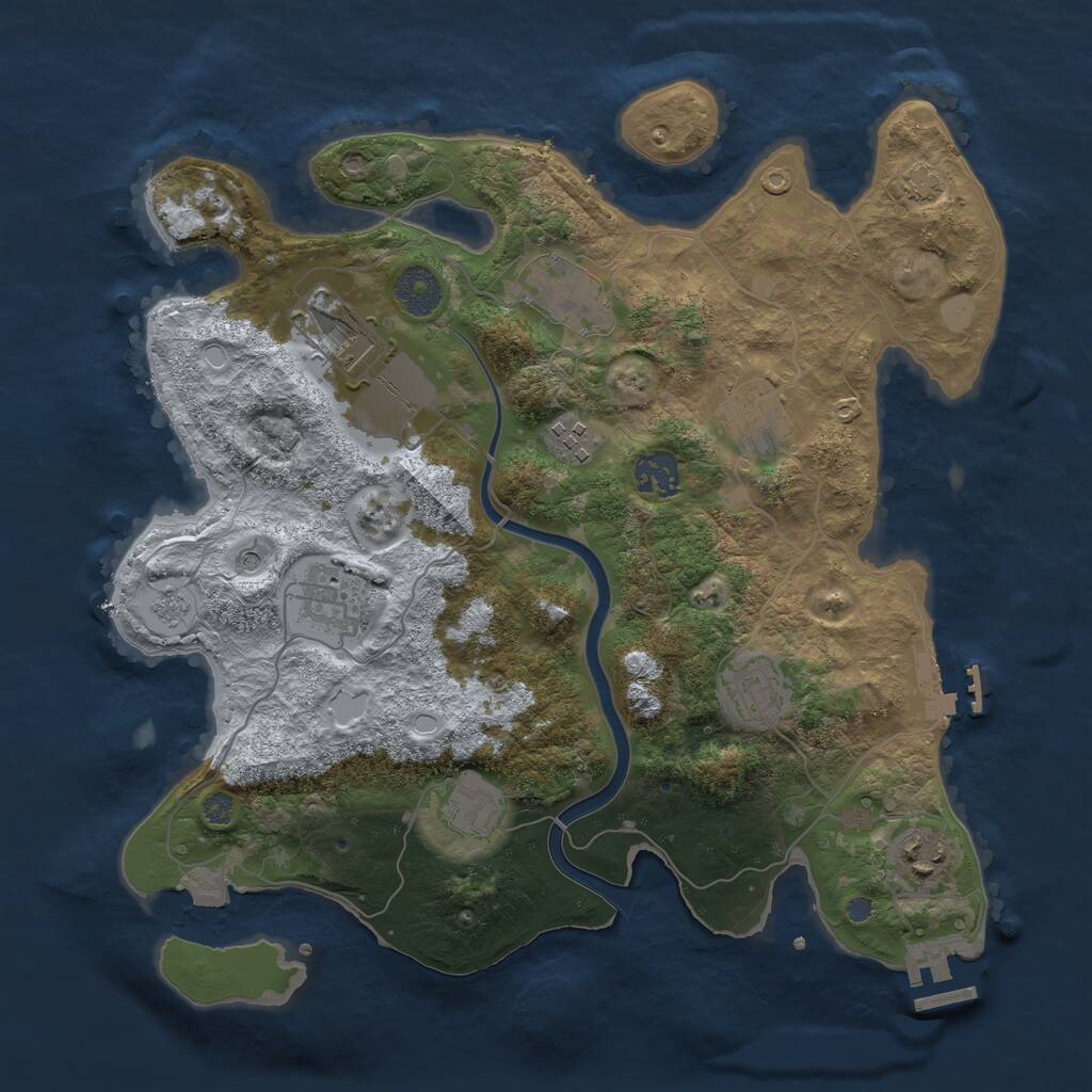 Rust Map: Procedural Map, Size: 3500, Seed: 1847263, 16 Monuments