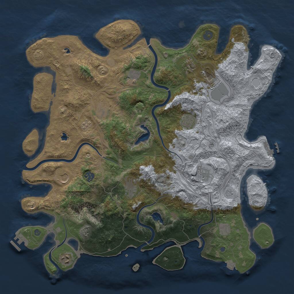 Rust Map: Procedural Map, Size: 4500, Seed: 1864078996, 19 Monuments