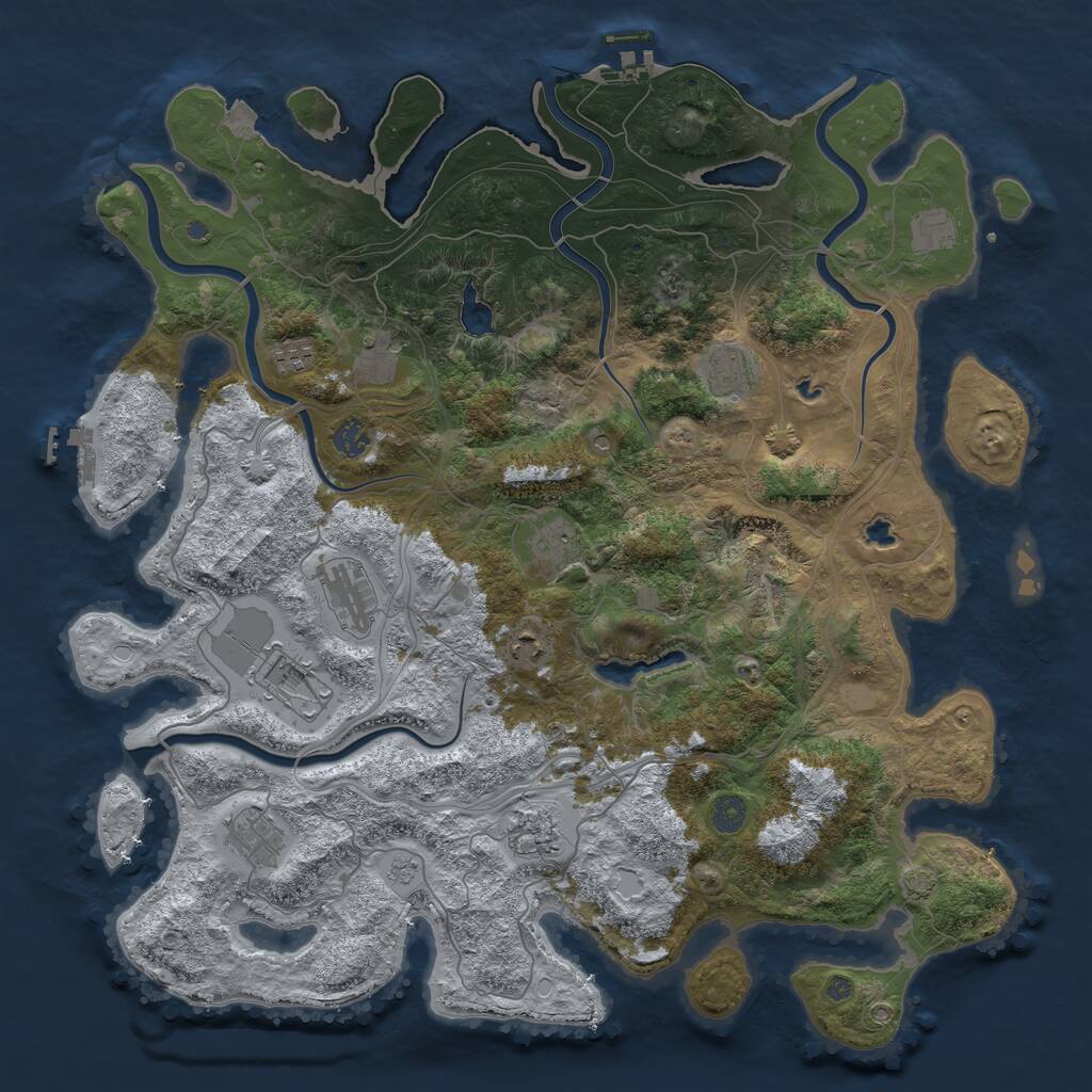 Rust Map: Procedural Map, Size: 4500, Seed: 1274876, 18 Monuments