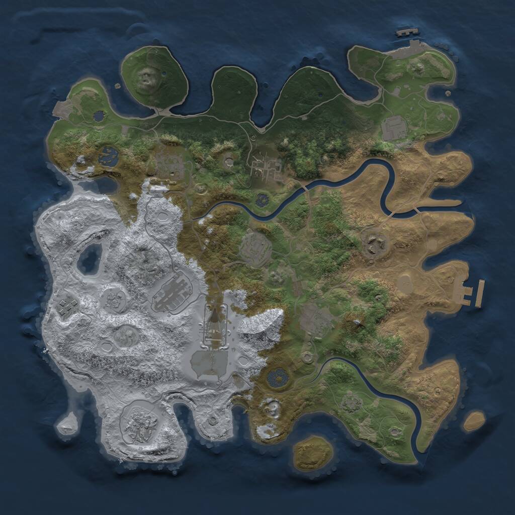 Rust Map: Procedural Map, Size: 3750, Seed: 167836174, 18 Monuments