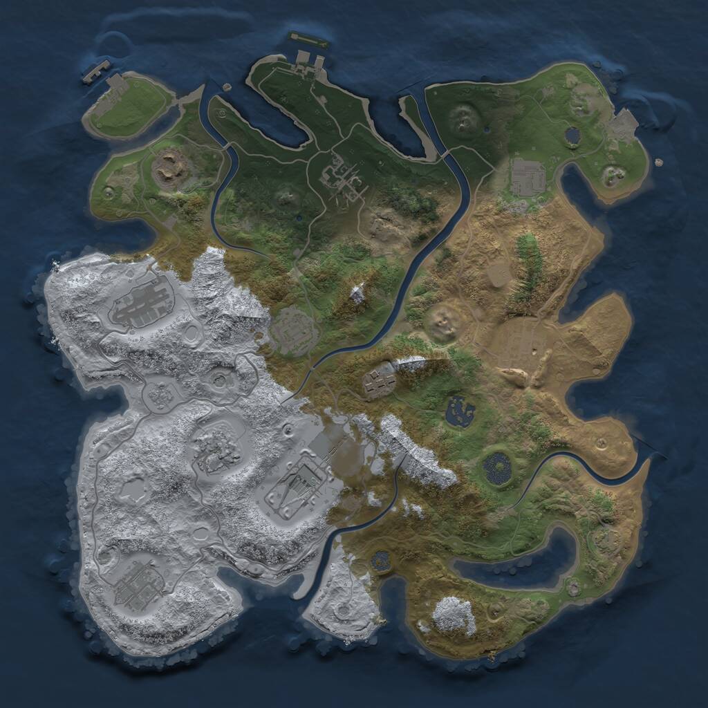 Rust Map: Procedural Map, Size: 3500, Seed: 163756340, 18 Monuments