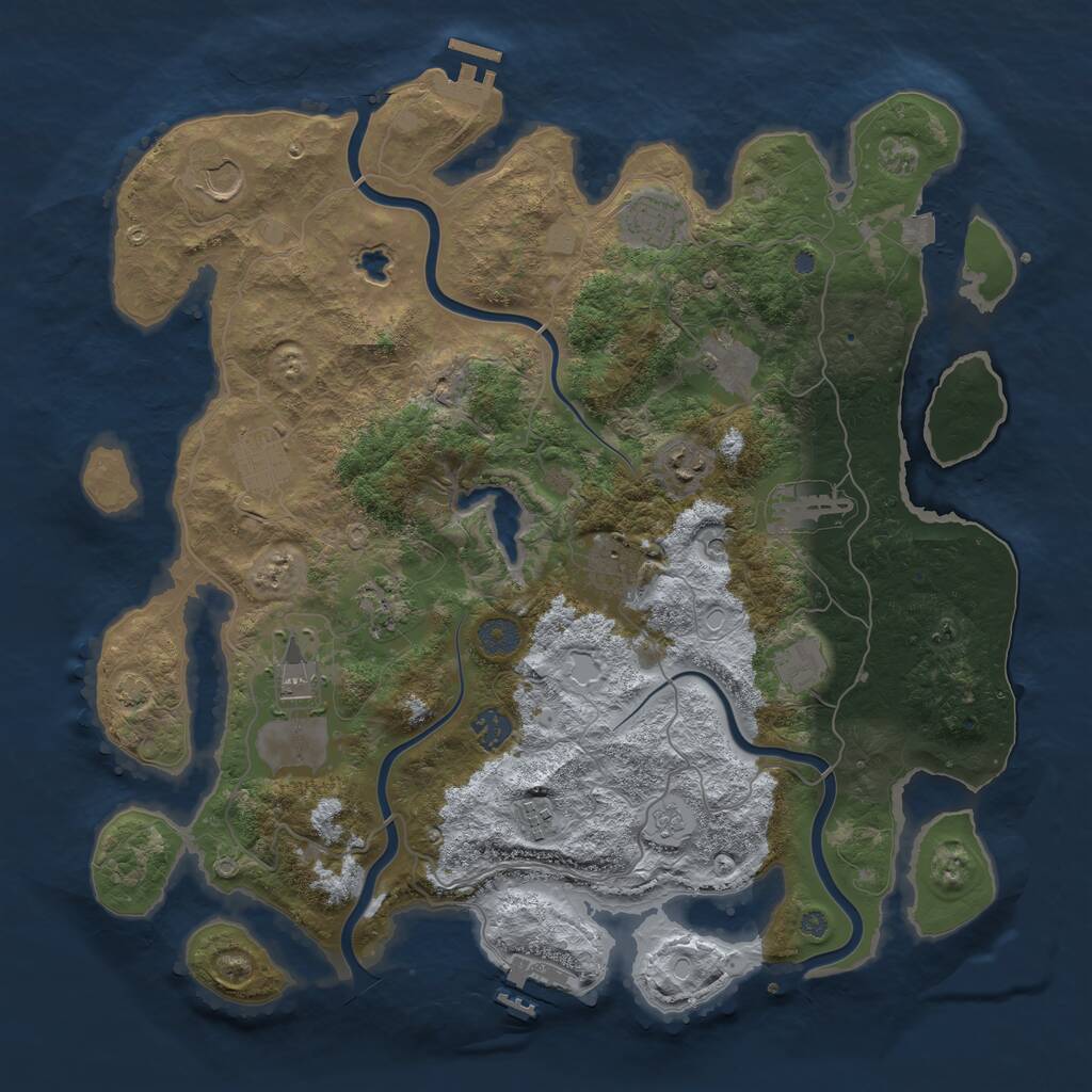 Rust Map: Procedural Map, Size: 4096, Seed: 100126, 19 Monuments