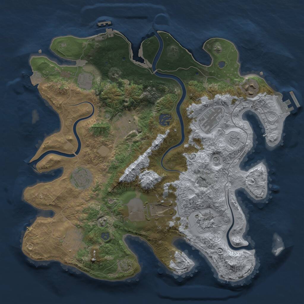 Rust Map: Procedural Map, Size: 3500, Seed: 101458828, 17 Monuments