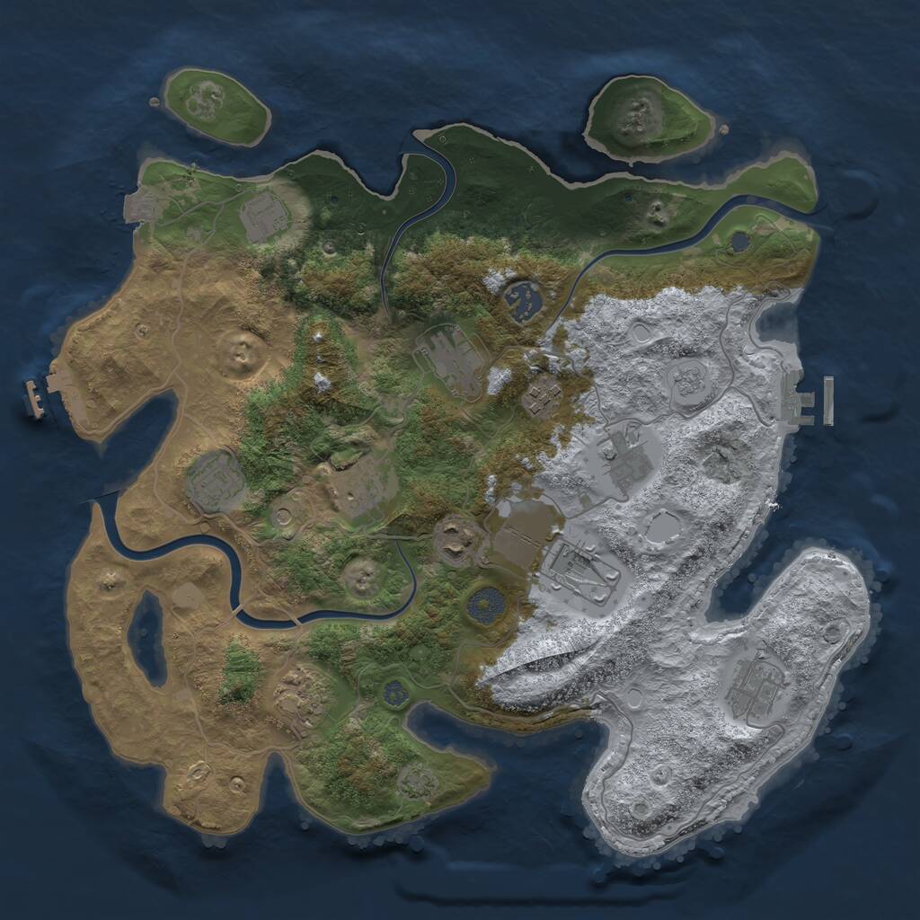 Rust Map: Procedural Map, Size: 3750, Seed: 585335201, 18 Monuments