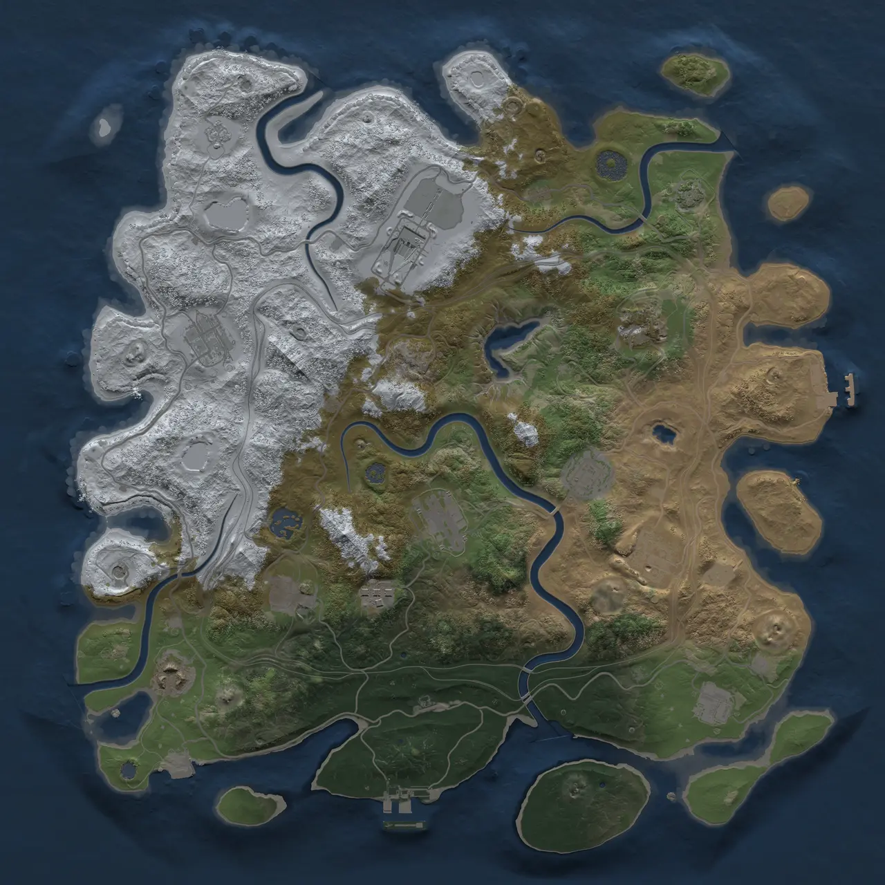 Rust Map: Procedural Map, Size: 4250, Seed: 1098179189, 18 Monuments