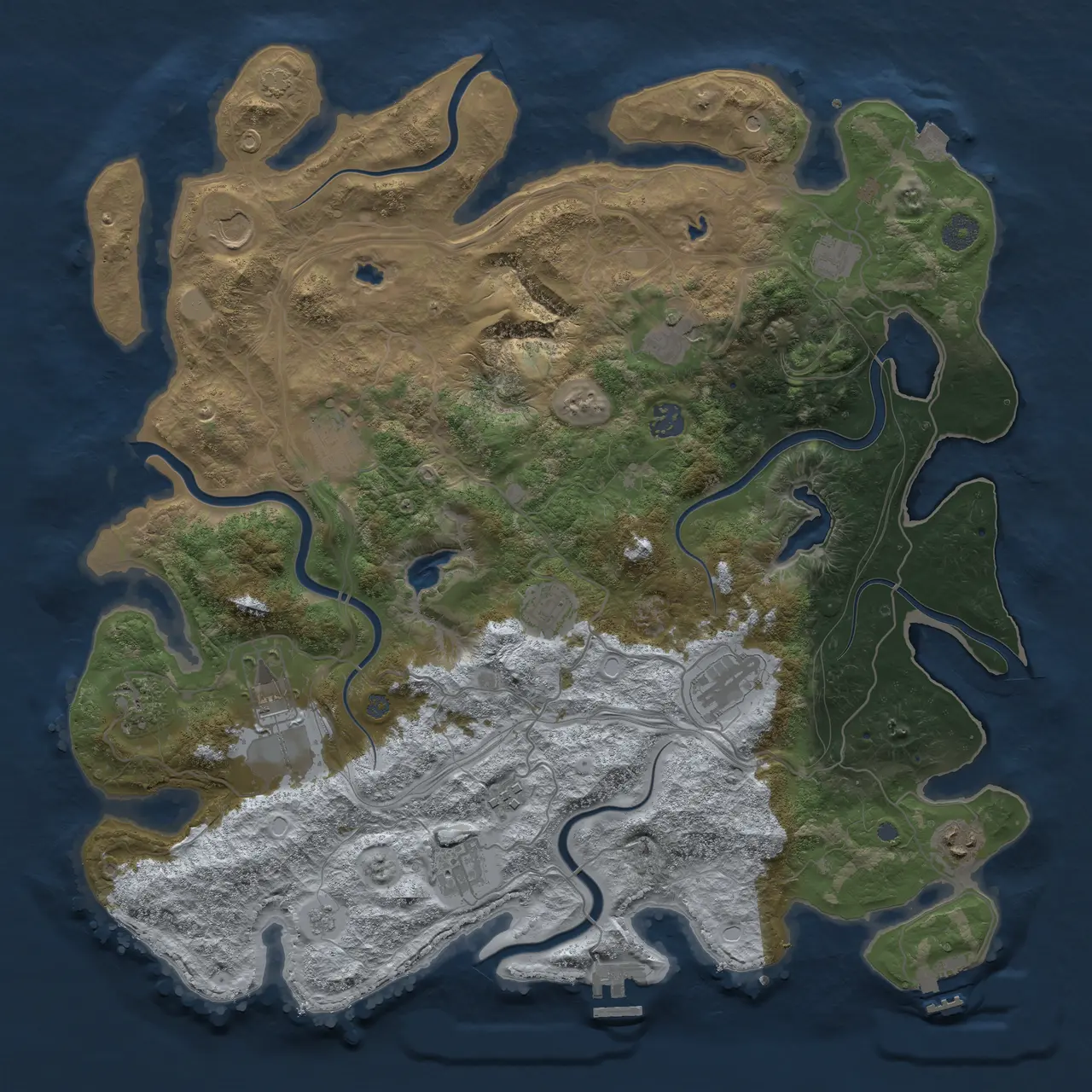 Rust Map: Procedural Map, Size: 4500, Seed: 1613543919, 19 Monuments