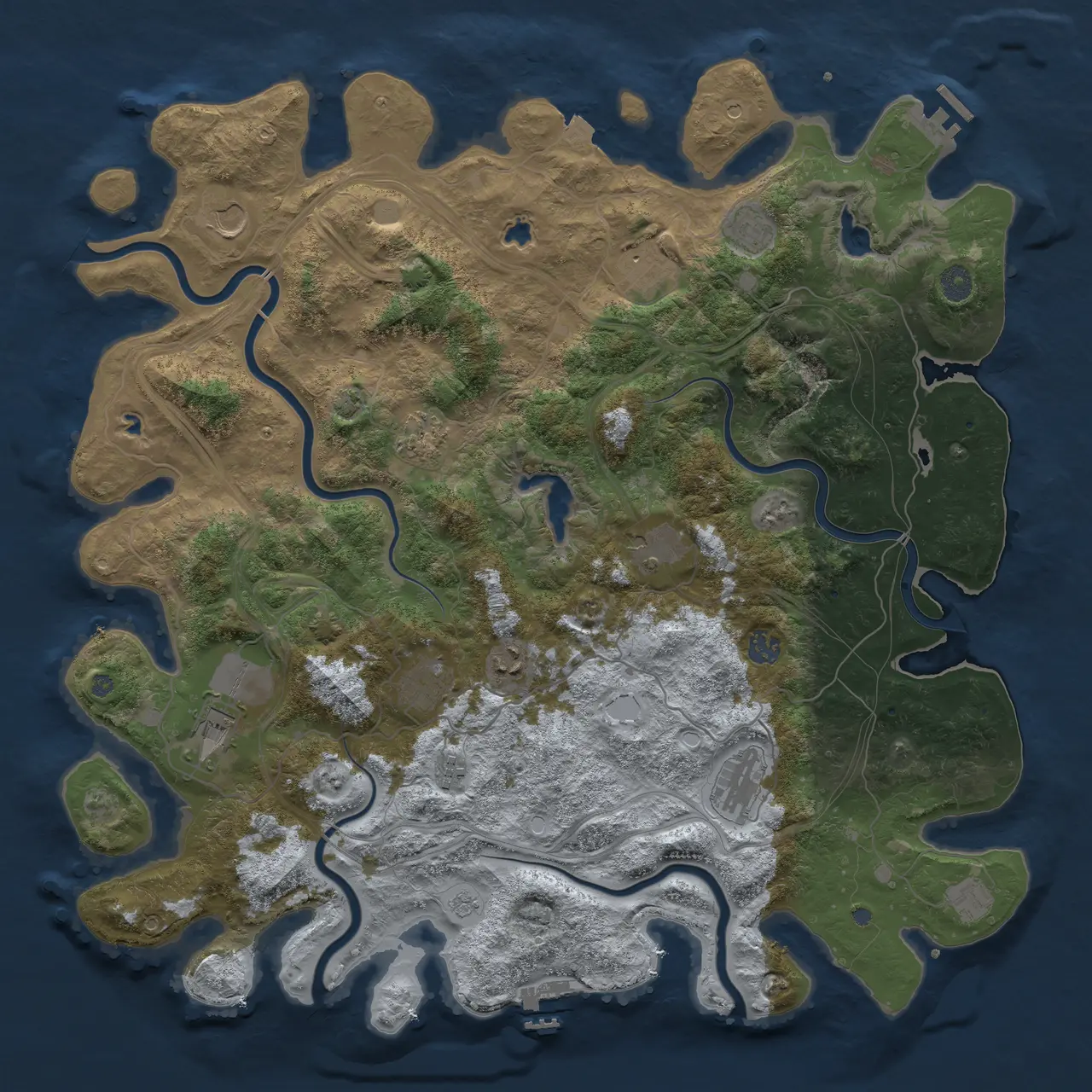 Rust Map: Procedural Map, Size: 4800, Seed: 1425121626, 19 Monuments