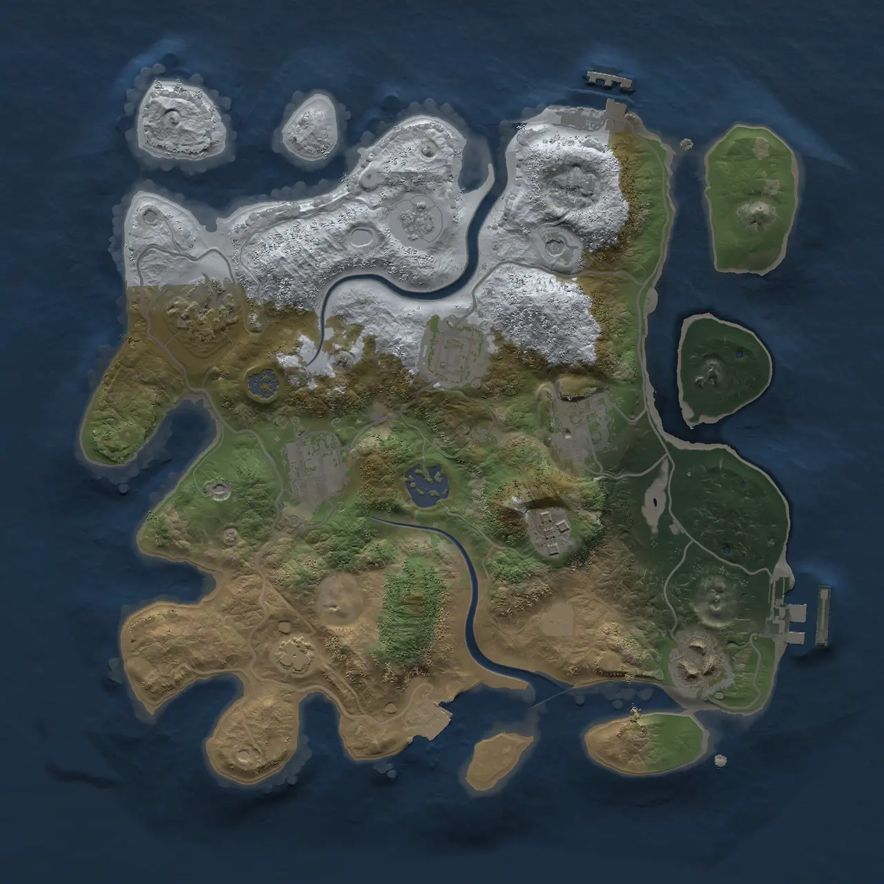 Rust Map: Procedural Map, Size: 3000, Seed: 614384, 15 Monuments