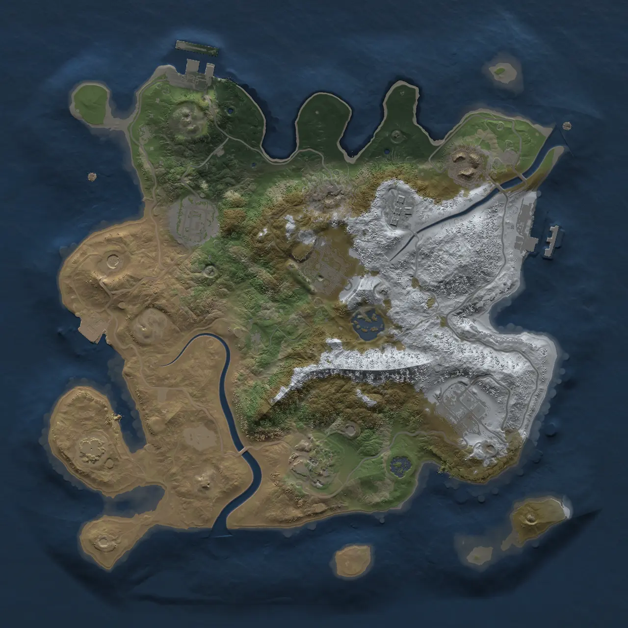 Rust Map: Procedural Map, Size: 3000, Seed: 2090930941, 14 Monuments