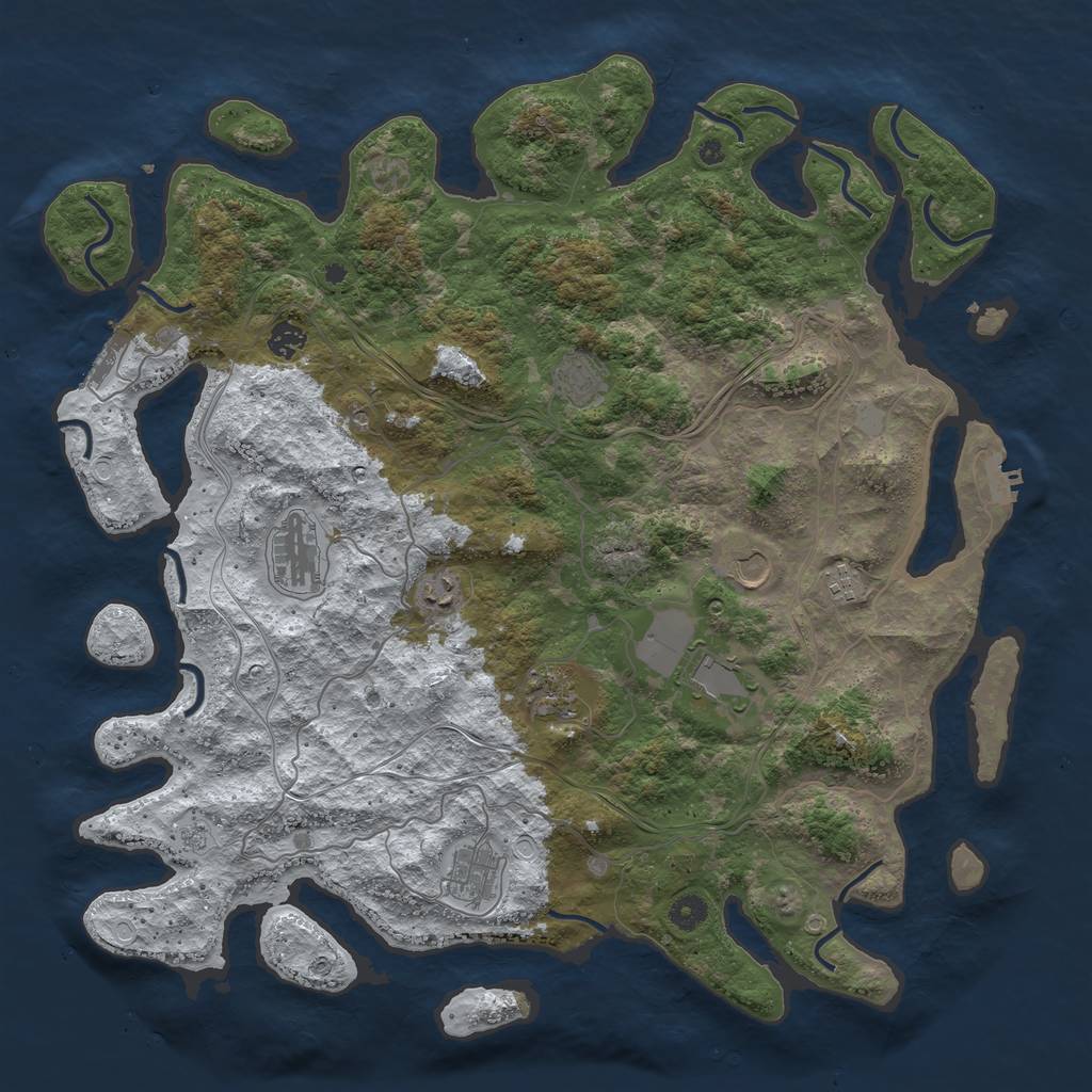 Rust Map: Procedural Map, Size: 4500, Seed: 2165, 18 Monuments