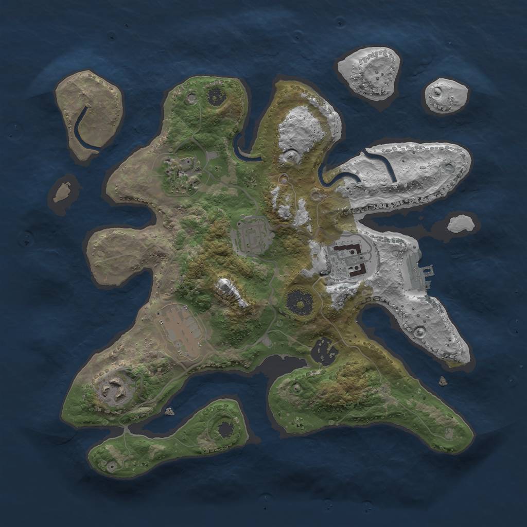 Rust Map: Procedural Map, Size: 3000, Seed: 2134576890, 9 Monuments