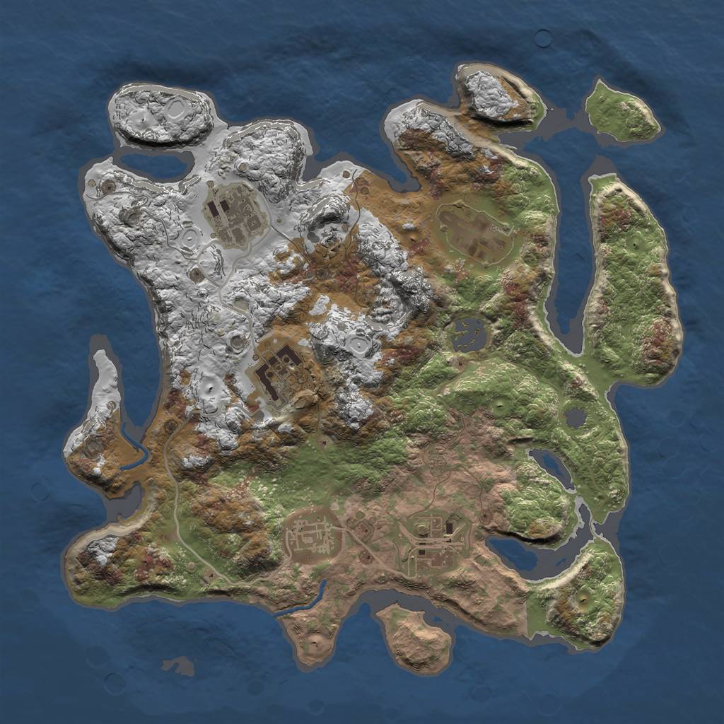 Rust Map: Procedural Map, Size: 3000, Seed: 35678934, 10 Monuments