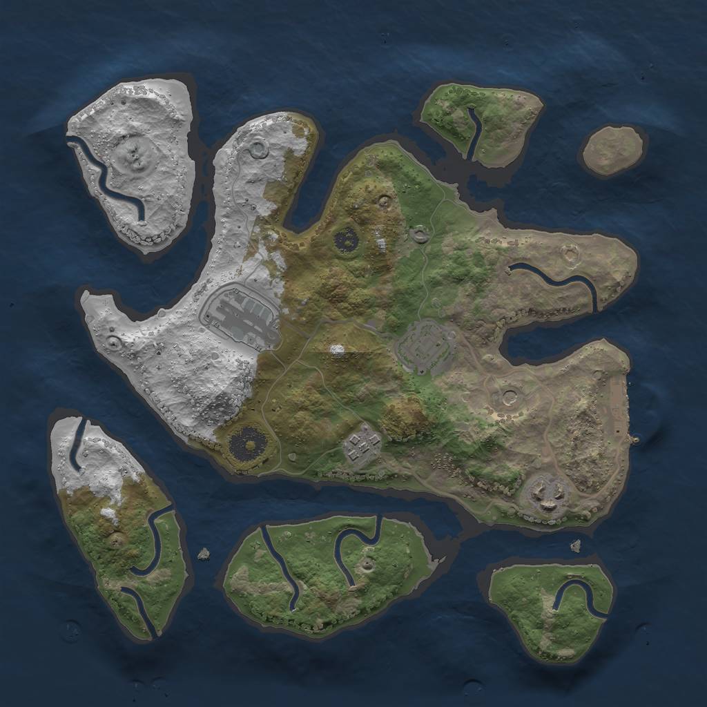 Rust Map: Procedural Map, Size: 3000, Seed: 1513513, 8 Monuments