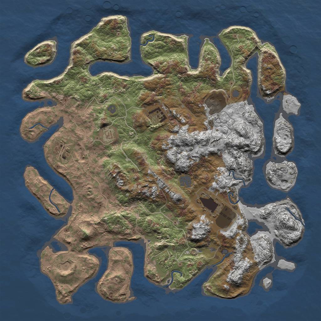 Rust Map: Procedural Map, Size: 4000, Seed: 378499732, 12 Monuments