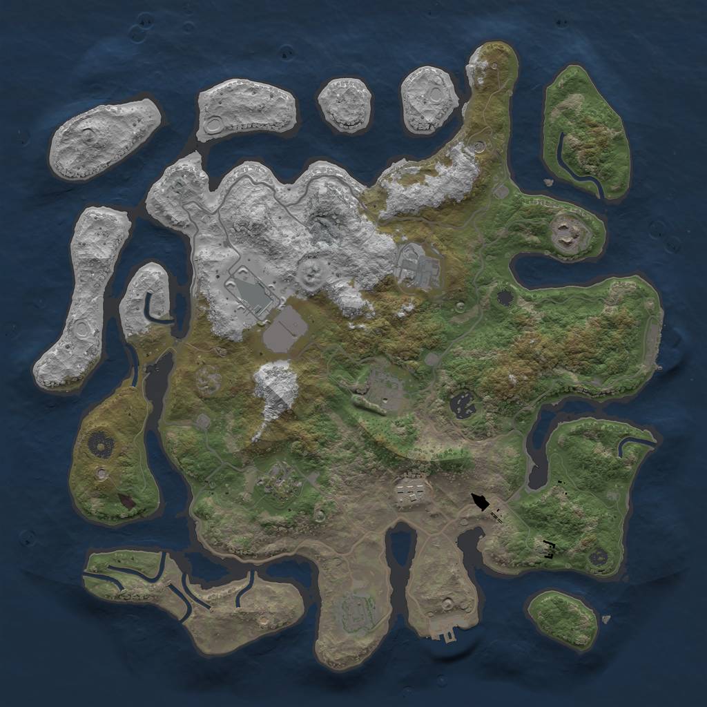 Rust Map: Procedural Map, Size: 4000, Seed: 1720583684, 16 Monuments