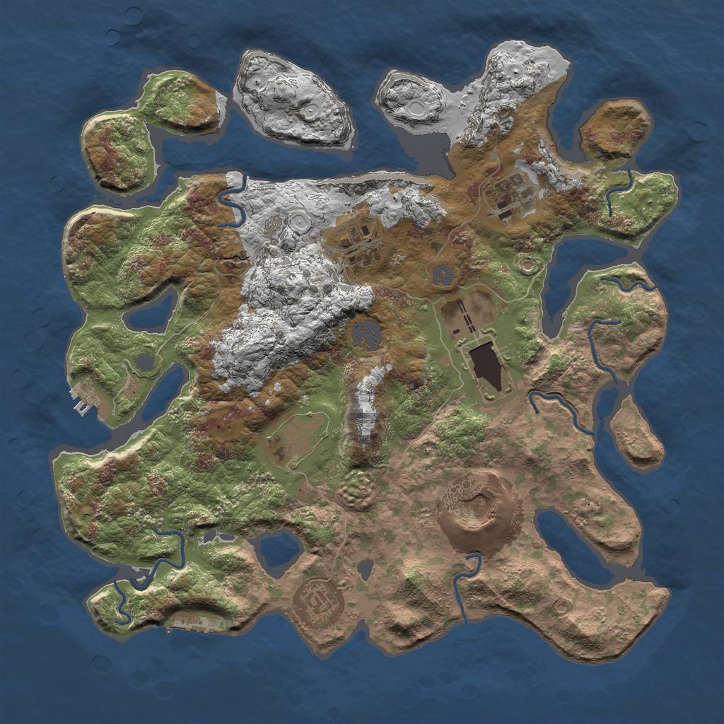 Rust Map: Procedural Map, Size: 3500, Seed: 500000, 13 Monuments