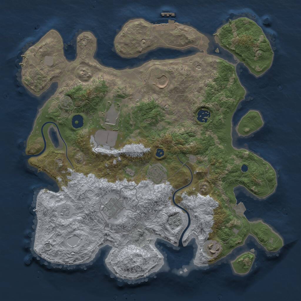 Rust Map: Procedural Map, Size: 3500, Seed: 15326, 12 Monuments