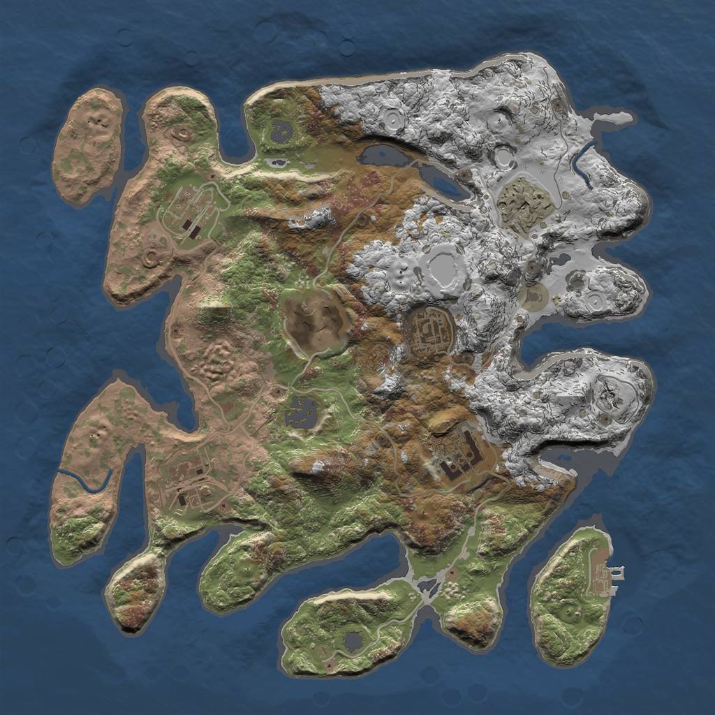 Rust Map: Procedural Map, Size: 3200, Seed: 81245, 12 Monuments