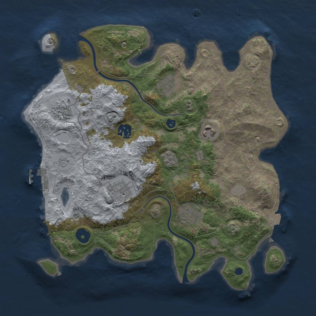 Rust Map: Procedural Map, Size: 3300, Seed: 76265827, 12 Monuments