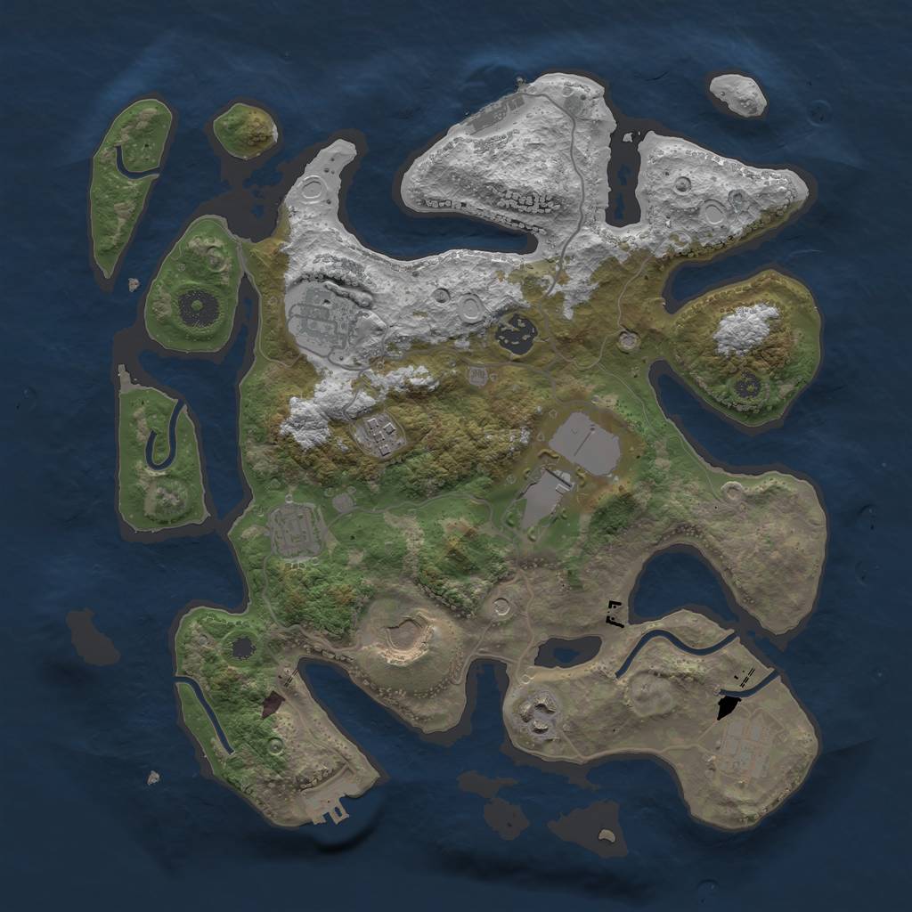 Rust Map: Procedural Map, Size: 3500, Seed: 434, 16 Monuments