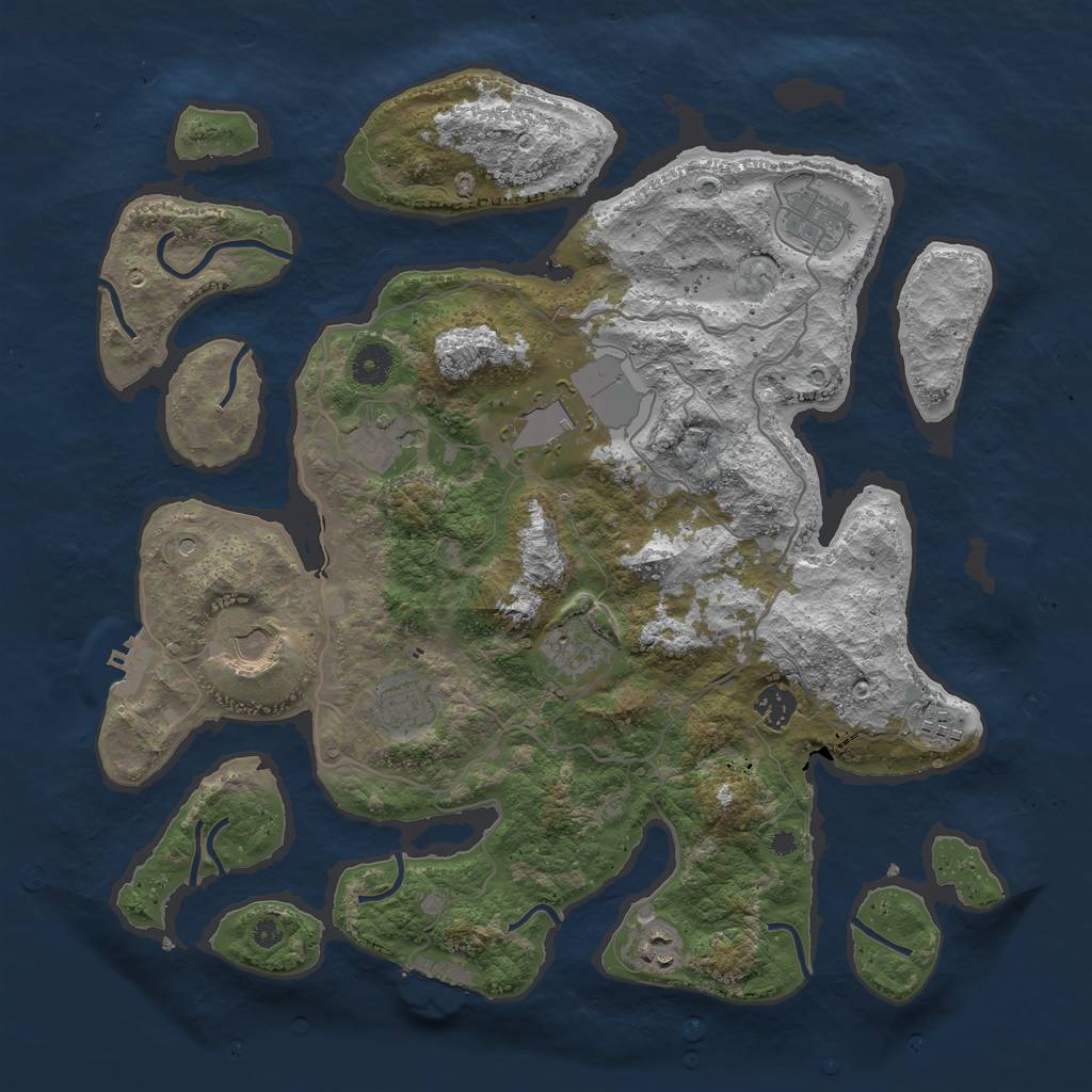 Rust Map: Procedural Map, Size: 4000, Seed: 40601, 14 Monuments