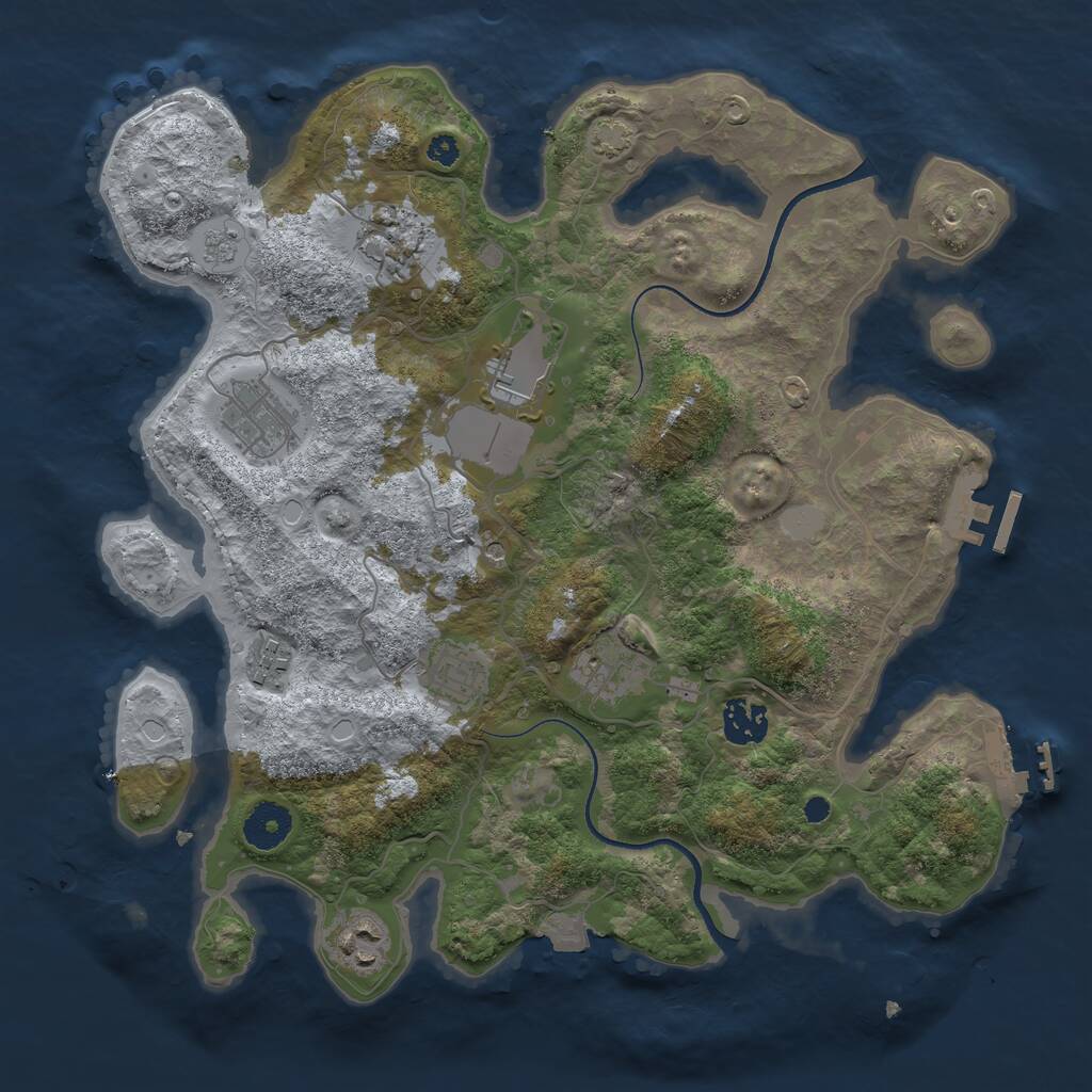 Rust Map: Procedural Map, Size: 3500, Seed: 345, 14 Monuments