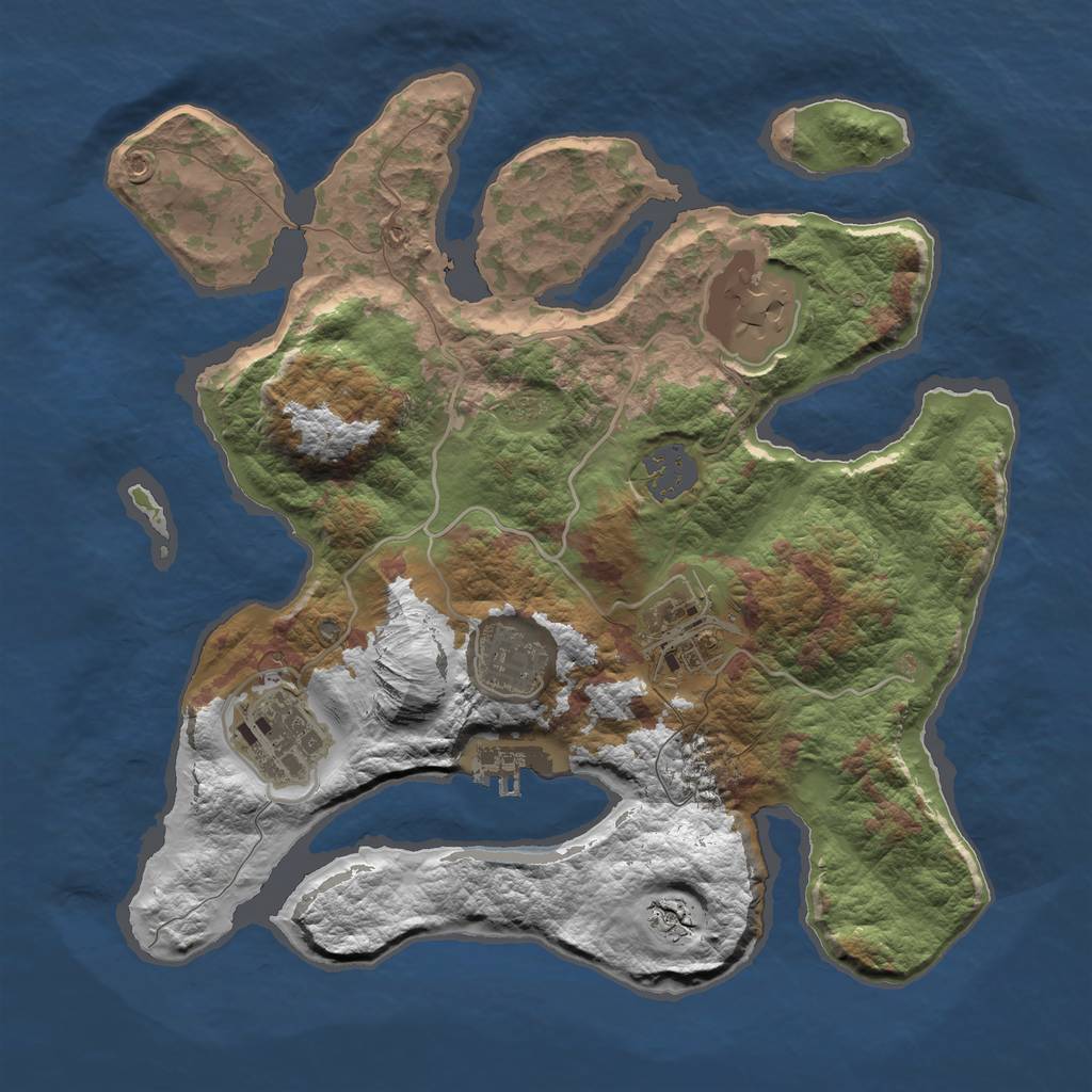 Rust Map: Barren, Size: 3000, Seed: 67, 10 Monuments