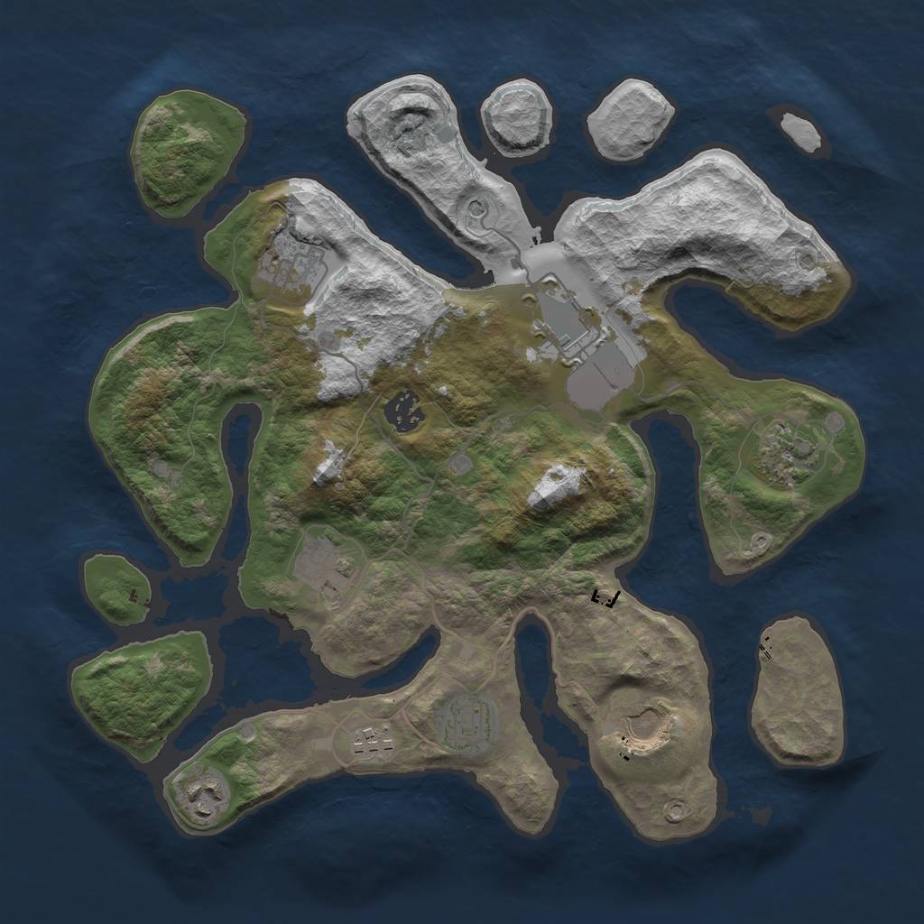 Rust Map: Barren, Size: 3500, Seed: 133, 12 Monuments