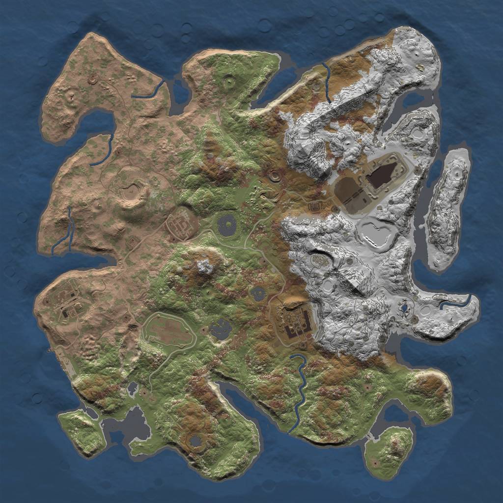 Rust Map: Procedural Map, Size: 3650, Seed: 271274810, 13 Monuments