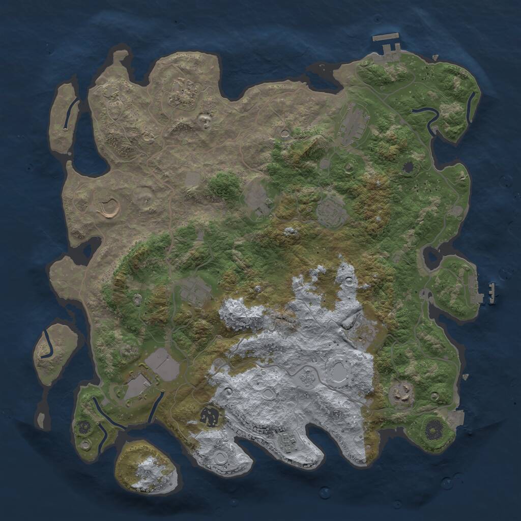 Rust Map: Procedural Map, Size: 4000, Seed: 123124, 17 Monuments