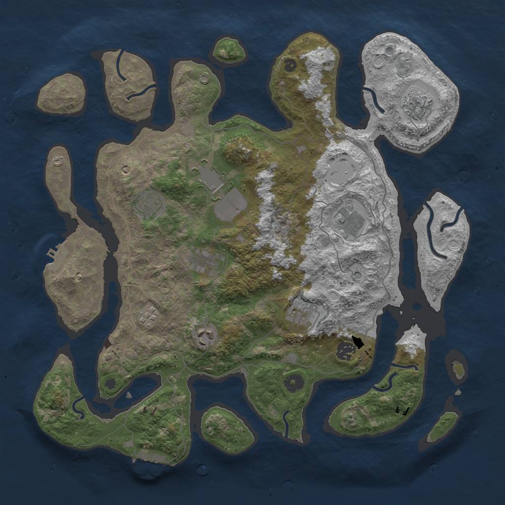 Rust Map: Procedural Map, Size: 4000, Seed: 163814108, 17 Monuments