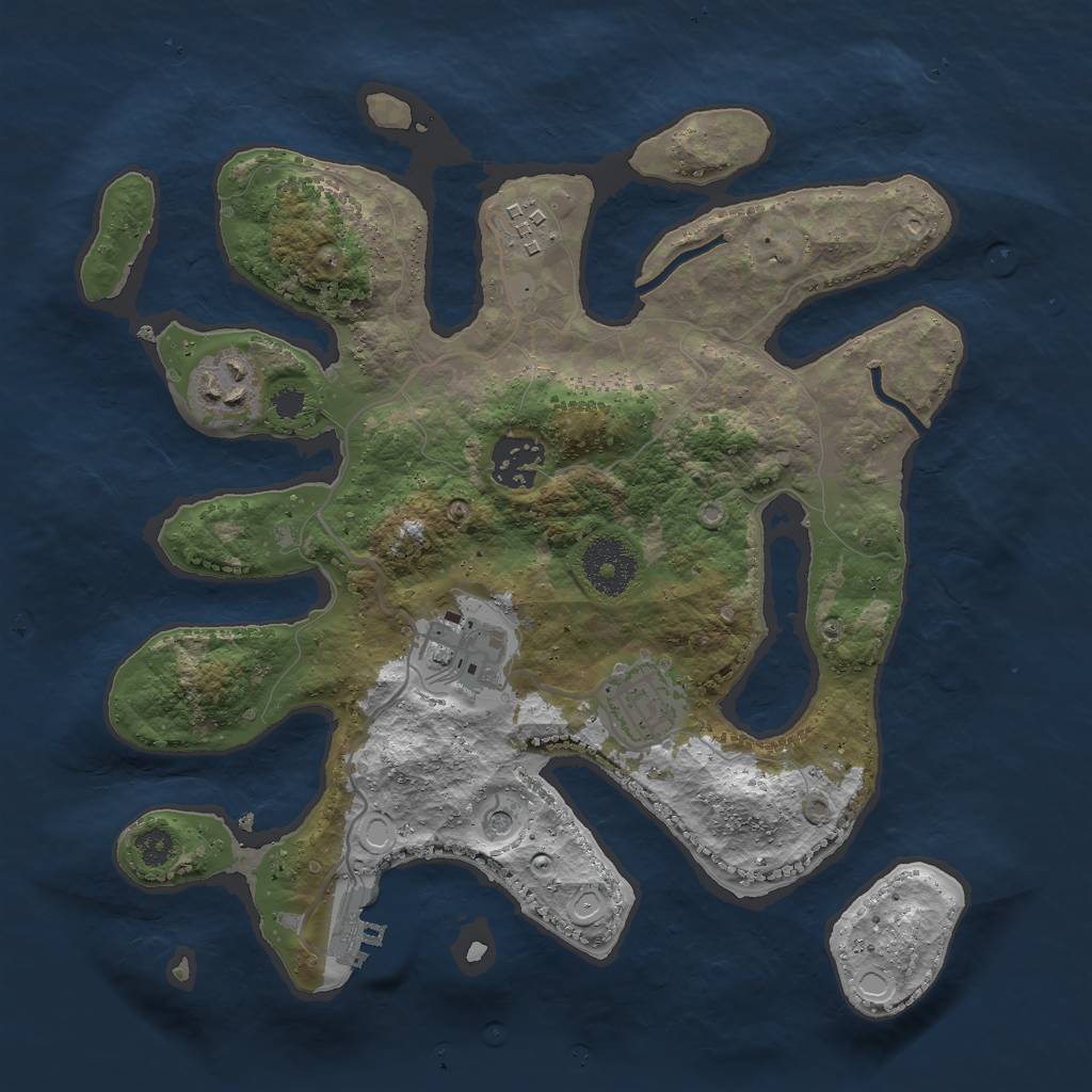 Rust Map: Procedural Map, Size: 3000, Seed: 2412412, 15 Monuments